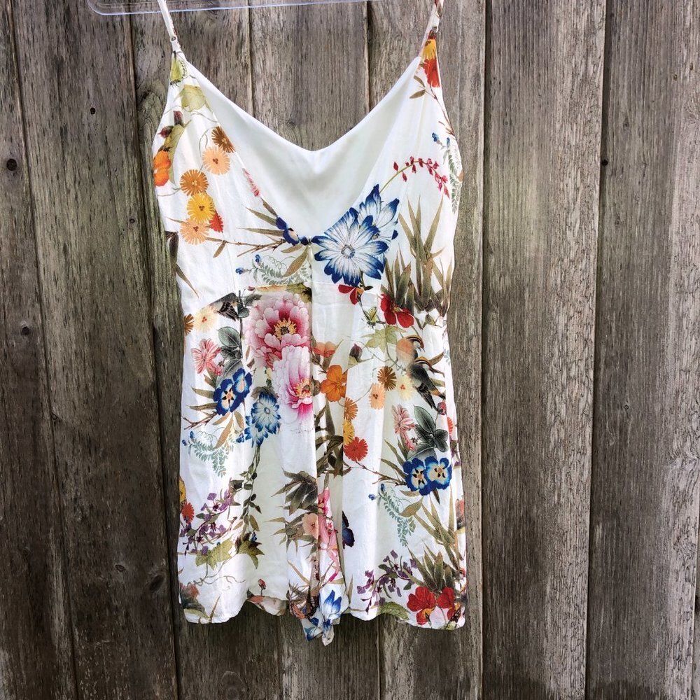 Bershka Floral Spaghetti Strap Romper Large - Picture 3 of 6